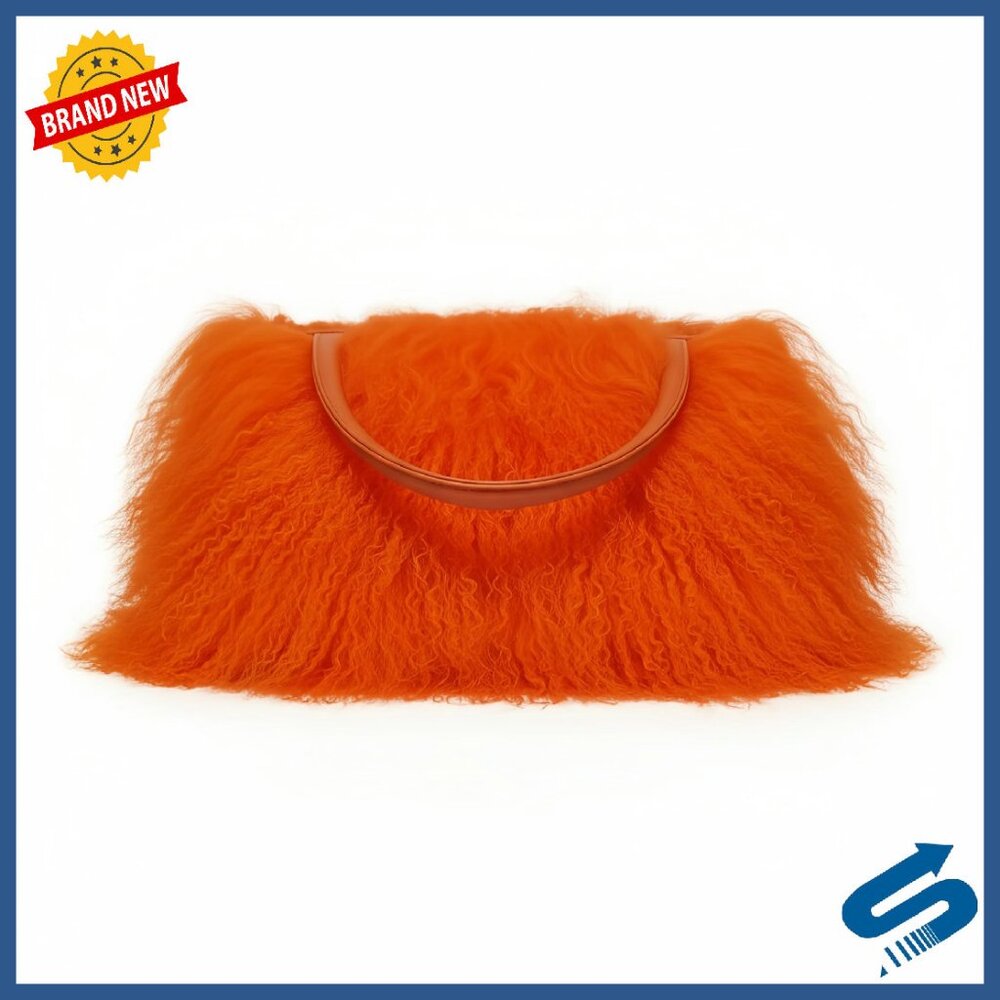 Luxury Real Lamb Fur Tote Bag Genuine Leather Handles Evening